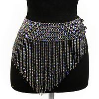 BAB-SK2 Sexy Beaded Black Multicolored V-Skirt