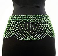 BAB-1103 Pearl and Beads Sexy Green Colored Skirt