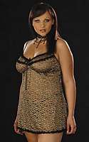 DG-3265X Cheetah Lace Ruffled Cups Plus Size Babydoll