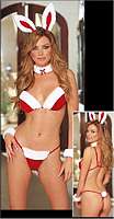 DG-4114 Sexy Velvet and Faux Fur Bunny Christmas Xmas Bikini  Se