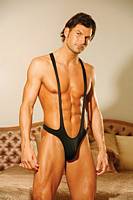 EM-2958 Black Suspender Thong
