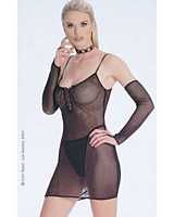 LA-8319 Fishnet Mini Dress with Gloves and G-String