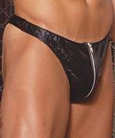 EM-L9138 Leather Thong with Zipper Front